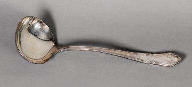 MODERN SILVER DUBARRY PATTERN SOUP LADLE BY JOHN BIGGIN, 11 1/4in (28.6cm) long, Sheffield 1986,