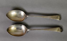 PAIR OF VICTORIAN SILVER EARLY ENGLISH PATTERN TABLE SPOONS BY ATKIN BROTHERS, initialled, Sheffield