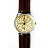 SWISS VINTAGE STAINLESS STEEL GENT'S CHRONOGRAPH WRISTWATCH, the circular arabic dial marked