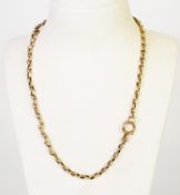 GOLD COLOURED METAL BELCHER CHAIN NECKLACE with ring clasp, 18in (45.7cm) long, 13.8gms (tests 9ct)