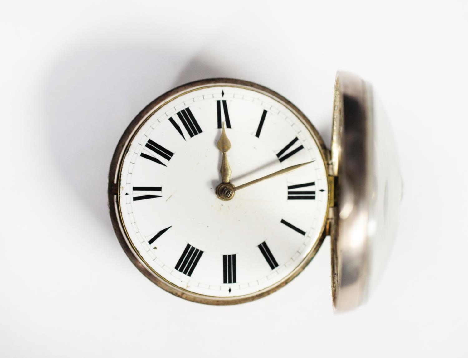 J. CETTI & CO., LONDON, GEORGE IV SILVER VERG POCKET WATCH No 6285, with white enamelled roman dial,