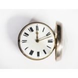 J. CETTI & CO., LONDON, GEORGE IV SILVER VERG POCKET WATCH No 6285, with white enamelled roman dial,