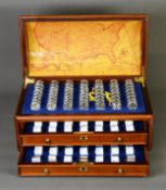 DANBURY MINT COMPLETE USA ‘56 STATE QUARTERS TREASURE CHEST COLLECTION’ SET OF UNCIRCULATED COINS,