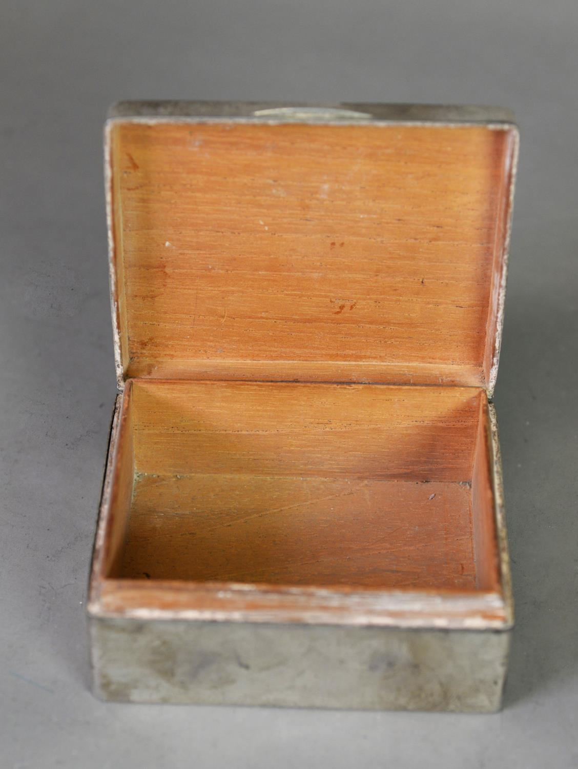SILVER CASED TABLE CIGARETTE BOX BY MAPPIN & WEBB, of typical form with hardwood lined interior, - Image 2 of 2
