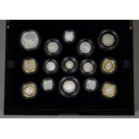 ROYAL MINT ELIZABETH II 2013 SILVER PROOF COIN COLLECTION OF FIFTEEN COINS, 5p to £5
