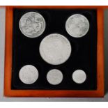 SET OF SIX EDWARD VIII 1936 REPRODUCTION COINS, in mahogany case and boxed