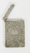 VICTORIAN SILVER CARD CASE, bright cut engraved to the back and front with foliage, hinge-opening at