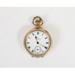 WALTHAM FOR PRESTONS OF BOLTON, ENGLAND, OPEN FACED POCKET WATCH with keyless 15 jewels movement