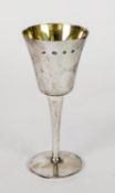 SILVER GOBLET, with flared and gilt lined bowl, tapering stem and plain foot, 6” (15.2cm) high,