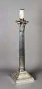 EARLY 20th CENTURY WALKER & HALL ELECTROPLATE CORINTHIAN COLUMN TABLE LAMP, with fluted and part