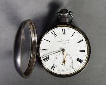 JAMES McCABE, ROYAL EXCHANGE, LONDON, GEORGE III SILVER OPEN FACED VERG POCKET WATCH No 9062, with