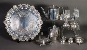 SMALL COLLECTION OF ELECTROPLATE, to include: MODERN SILVER PLATED ON COPPER OVAL TEA CADDY AND