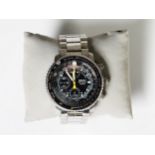 GENT'S SEIKO QUARTZ ALARM CHRONOGRAPH TIMER WATCH 7T62, stainless steel case and integral strap,