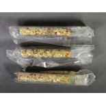 THREE FIFTY MM VIALS OF PURE GOLD FLAKES (24ct gold)