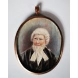 MID TO LATE NINETEENTH CENTURY OVAL PORTRAIT MINIATURE ON IVORY OF A BARRISTER OR KING’S COUNSEL,