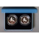 ELIZABETH II 1992 SILVER PROOF TEN PENCE TWO-COIN SET, each encapsulated and in case, with