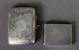 TWO PIECES OF GEORGE V SILVER, comprising: FOLIATE SCROLL ENGRAVED POCKET CIGARETTE CASE,