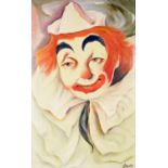 L PAGOLA (TWENTIETH CENTURY) OIL ON BOARD Portrait of a clown Signed 26” x 16” (66cm x 40.6cm)