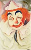 L PAGOLA (TWENTIETH CENTURY) OIL ON BOARD Portrait of a clown Signed 26” x 16” (66cm x 40.6cm)