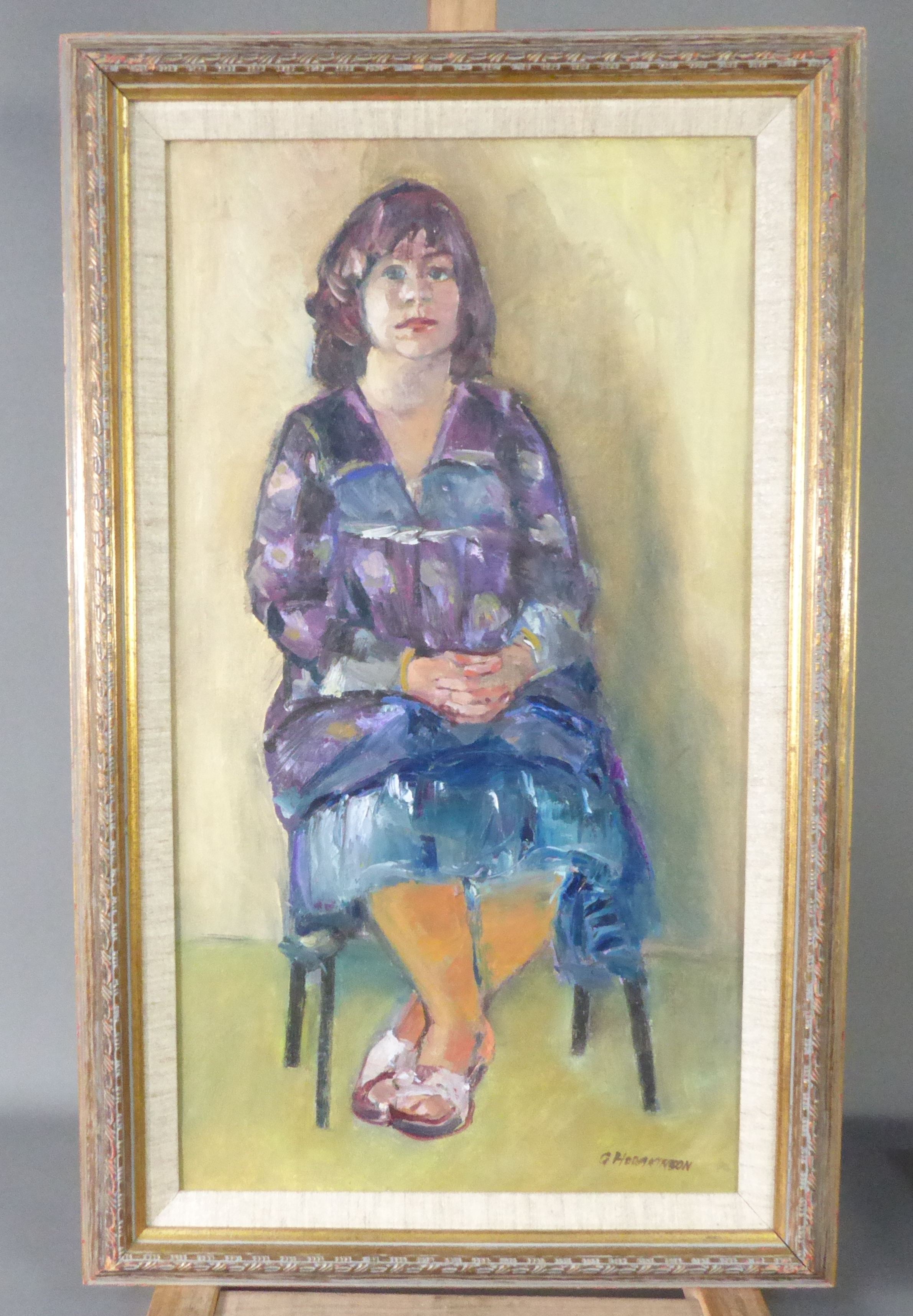 GEORGE HODGKINSON (1914 - 1997) OIL PAINTING ON BOARD Samantha Signed lower right and with The - Image 2 of 3
