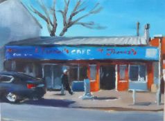 LIAM SPENCER (b. 1964) OIL PAINTING ON BOARD Mr Thomas's Cafe Signed, titled and dated 2010 verso