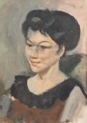 HARRY RUTHERFORD (1903 - 1985) OIL PAINTING ON ARTIST'S BOARD Bust portrait of a young Maltese woman