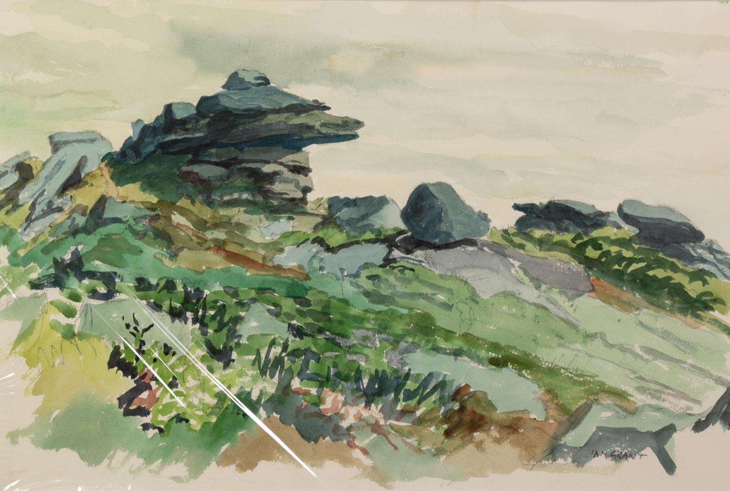 IAN GRANT (1904 - 1993) WATERCOLOUR DRAWING Rocky Outcrop Signed lower right 14 x 21in (36 x 53.