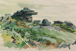 IAN GRANT (1904 - 1993) WATERCOLOUR DRAWING Rocky Outcrop Signed lower right 14 x 21in (36 x 53.