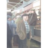 ROGER HAMPSON (1925 - 1996) OIL PAINTING ON BOARD Poultry Sale, Hereford Market Signed lower right