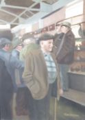 ROGER HAMPSON (1925 - 1996) OIL PAINTING ON BOARD Poultry Sale, Hereford Market Signed lower right
