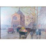 EDOUARD CORTES (1882-1969) OIL PAINTING ON BOARD Street scene in Paris Signed lower left 5 ¾" x 8 ¼"