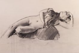 ROBERT WRAITH (b. 1952) PENCIL DRAWING Reclining female nude Signed another pencil portrait of a