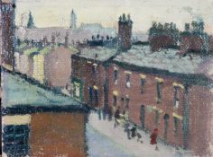 HARRY RUTHERFORD (1903 - 1985) OIL PAINTING ON BOARD Near All Saints, Manchester Inscribed and