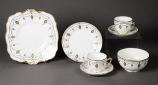 PARAGON CHINA TEA SERVICE OF 38 PIECES, with black printed festoon, costly decoration with