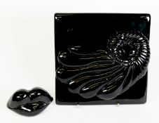 ASA JUNGNELIUS FOR KOSTA BODA, MOULDED BLACK GLASS ‘ART TILE’, 8” (20.3cm) square, engraved artist