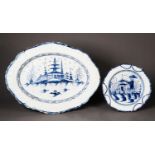 PROBABLY LIVERPOOL, LATE EIGHTEENTH CENTURY BLUE AND WHITE FEATHER EDGED PEARLWARE POTTERY