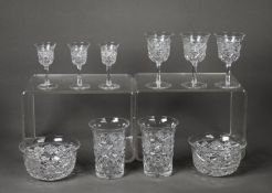 WEBB, ENGLISH, CUT GLASS PART-TABLE SERVICE, originally for eight persons, with a broad hobnail