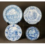 GROUP OF 18TH CENTURY AND EARLY 19TH CENTURY CREAMWARE AND PEARLWARE PLATES; decorated in