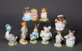 EIGHT BESWICK BEATRIX POTTER POTTERY MODELS WITH GILT BACKSTAMPS, comprising: FOXY