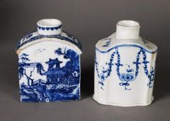 AN 18TH CENTURY PLYMOUTH CREAMWARE TEA CADDY, AND ANOTHER, CHINESE EXAMPLE, (2]