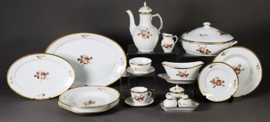 ROYAL COPENHAGEN CHINA 'BROWN ROSE' PATTERN No 688 DINNER AND COFFEE SERVICE FOR SIX PERSONS, 48