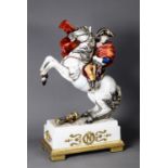 IMPRESSIVE MODERN CAPODIMONTE CERAMIC MODEL OF NAPOLEON I 'CROSSING THE ALPS' based upon JACQUES-