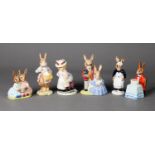 FOUR MODERN ROYAL DOULTON POTTERY BUNNYKINS FIGURES, comprising: FATHER, MOTHER & VICTORIA’, ‘