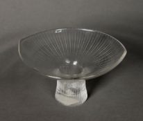 TAPIO WIRKKALA STEMMED FOR IITALA, ‘KANTARELLI’ GLASS DISH, of shallow, slightly elliptical form