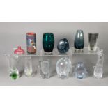ELEVEN MODERN SMALL GLASS VASES, including: ONE DARTINGTON, one VICKE LINDSTRAND FOR KOSTA,