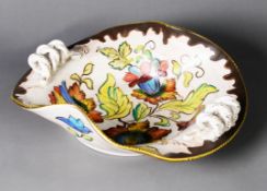 PRE-WAR MADE IN BELGIUM H BEQUET, QUAREGNON EARTHENWARE DISH with knotted rope-twist handles,