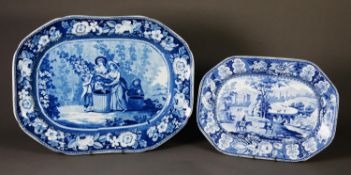 EARLY 19TH CENTURY STAFFORDSHIRE POTTERY MEAT PLATE, in the c.1820 Hop Pickers pattern with trailing