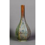 PILKINGTONS LUSTRE GLAZED POTTERY VASE BY GLADYS ROGERS, of hexagonal bottle form with conforming