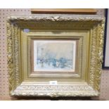 AN ELABORATE GILT GESSO PICTURE FRAME, ENCLOSING SMALL FADED PRINT ‘PARIS’