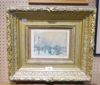 AN ELABORATE GILT GESSO PICTURE FRAME, ENCLOSING SMALL FADED PRINT ‘PARIS’